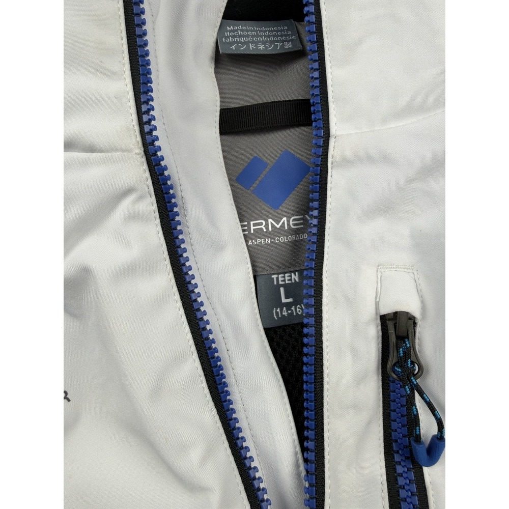 Obermeyer Teen L 14-16 Ski Jacket Blue Black White Hooded Winter Snow Coat Youth - Picture 6 of 16